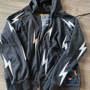 aviator nation bolt repeat zip up size large